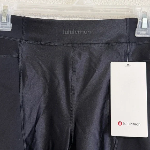 Lululemon Satin Shine Panelled High Rise Black Short 8” Smooth Quick Dry Soft - Picture 3 of 7